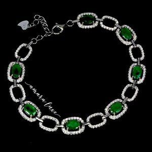 Emerald with Pave CZ Bracelet
